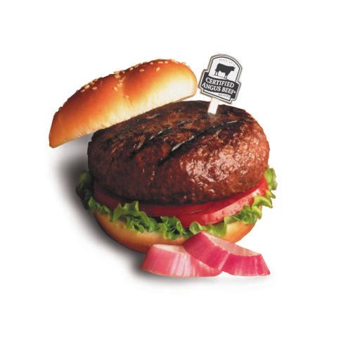 Certified Angus Beef Brand Burgers All hamburger patties are made with 6oz of 100% pure Certified Angus Beef Brand ground sirloin.