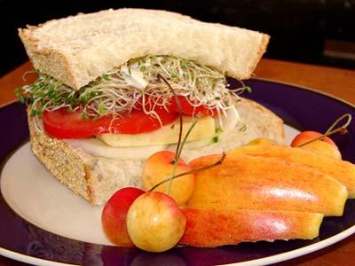 Sun Mon Tues Wed Thurs Fri Sat 1 2 Vegetarian Sandwich Makes 2 servings 4 slices of whole wheat bread 4 tbsp of fat-free cottage cheese 1 tomato, sliced 1 cucumber, sliced 1 carrot, shredded 1 bag