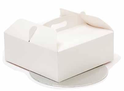 SQUARE BOX WITH CAKEBOARD 0340105 Box cm 23x23x10h - Cake Board cm Ø 22,5x0,3h 1+1 pc 10 0340106 Box cm 26x26x10h - Cake Board cm Ø 25x0,3h 1+1 pc 10