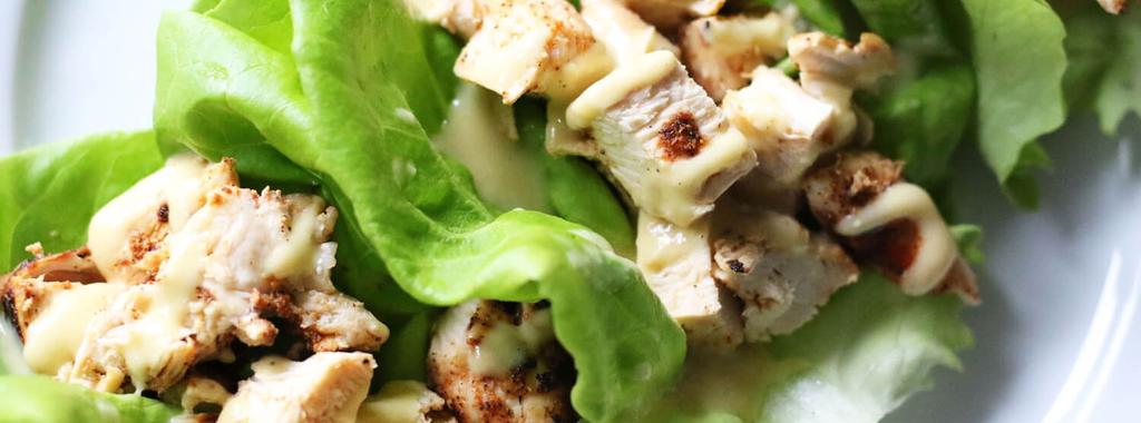 Grilled Chicken Caesar Lettuce Wraps 13 ingredients 40 minutes 2 servings 1. Preheat the grill over medium heat. 2. Slice the head off the garlic bulb and peel away the skin.