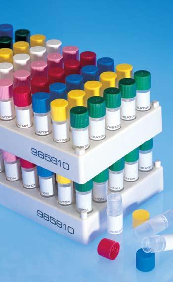 Cryogenic Vials heaton cryogenic vials, caps, vial racks, and freezer W boxes are designed for simple identification and easy handling.