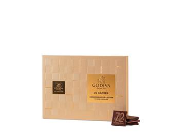CARRÈS CONNOISSEUR COLLECTION Godiva Carrés selections are absolute perfection for chocolate purists. Whether you like your silky smooth chocolate beautifully creamy, or glossy and dark.