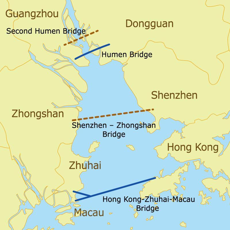 2) Guangdong-Hong Kong-Macao Greater Bay Area The 55-km bridge, situated in the waters of