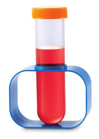 What to do: Fill the large test tube, almost to the top, with water. Add 5 drops of red food colouring, put the lid on the test tube and shake. Remove lid.