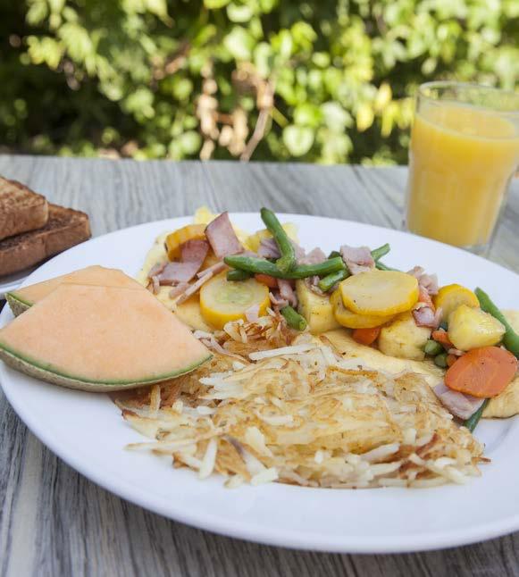 FREE Juice or Fruit Cup with any Omelette 3 Egg Omelette Served with hash browns and toast or 2 Buttermilk pancakes. Subsitute egg whites for.75. Subsitute a muffin for toast.99.