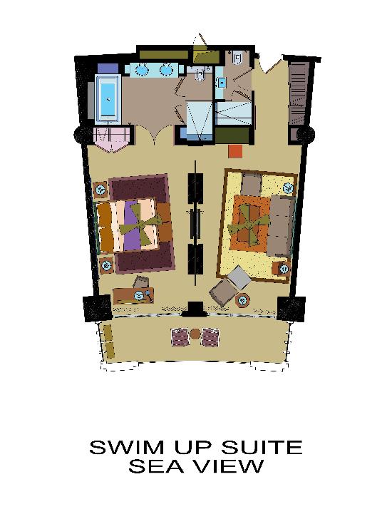 SWIM UP SUITE FEATURES ROOM SET UP ROOM SERVICES 21 ROOMS ON ARRIVAL DAY FRUIT BASKET COFFEE & TEA SET UP 79 M² CHOCOLATE & SWEET PLATTER BVLGARI BATH COSMETICS 1 LIVING ROOM (WITH SLIDING DOOR)