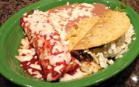 Chalupa, tamale and chile mixto 16. Chimichanga, taco, beans and rice 17. Chalupa, burrito and chile mixto 18.