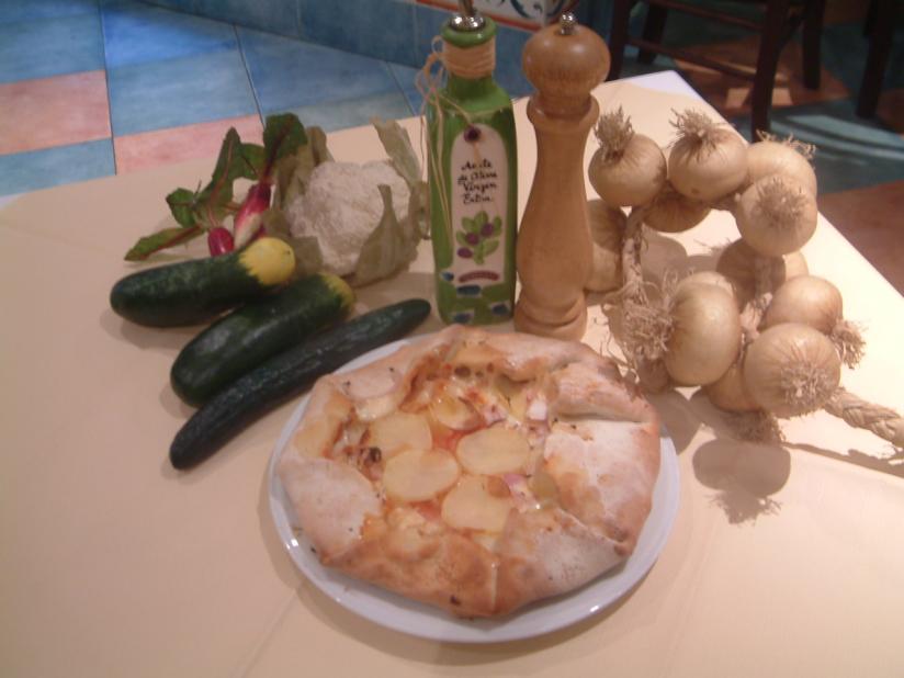 Gozo Pizza Ingredients: For the Dough: 1 kg flour 50 g yeast Pinch of salt 600ml water 2 tbs oil Filling for each pizza: 1 medium potato (sliced thinly) 1 medium tomato (sliced thinly) 5 fillets of