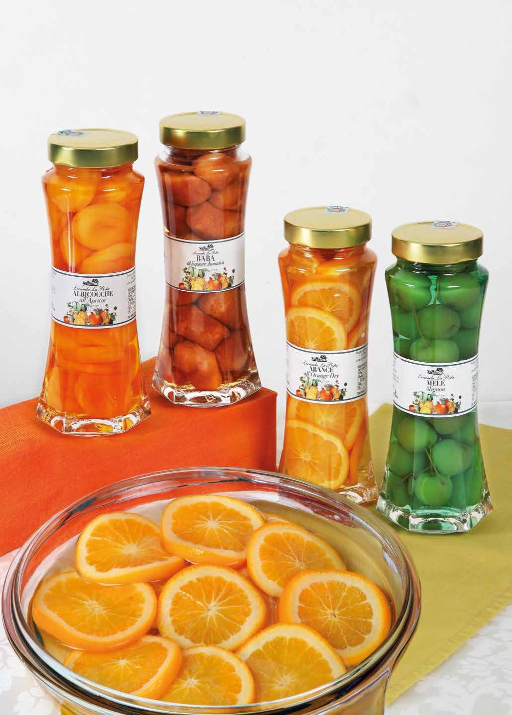 Fruits in alcohol 07500 Apricots in liqueur 540 07505 Pineapple in Maraschino 560 07510 Orange in Dry liqueur 560