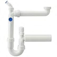 15 300 white DN 56 (NEW) 1½" PP-Saving-Space-Siphon 1½" with two combination devices and a Pipe Vent Pipe Vent AG 1" with