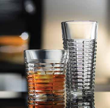 Glass I Tumblers Tempo With a striking cut-out design, these tumblers are the ideal size for serving spirits, liqueurs and short cocktails.