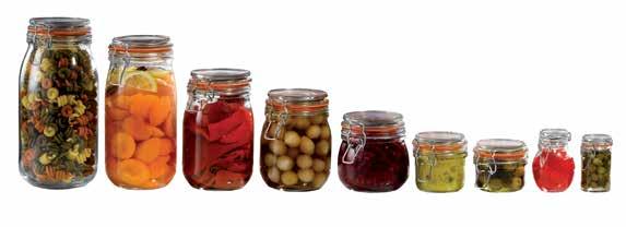 Preserving and Storage Useful jars, in a wide range of sizes. Ideal for storing ingredients, or as an innovative way of serving food to the table.