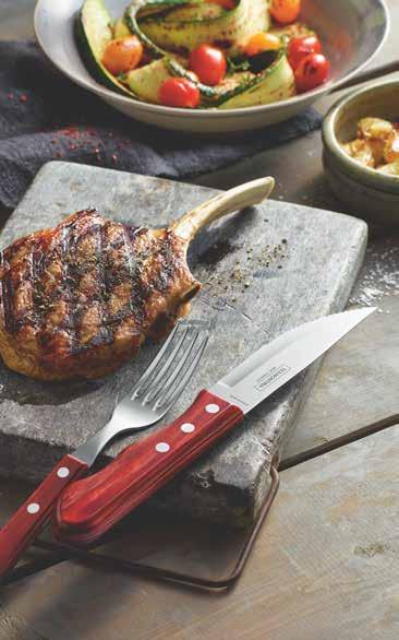 Cutlery I Steak Knives and Forks Tramontina Steak, Pizza Knives and Forks REAL WOOD IMPACT RESISTANT DISHWASHER SAFE 5 YEAR WARRANTY Polywood handles are made by impregnating polymer into real wood.