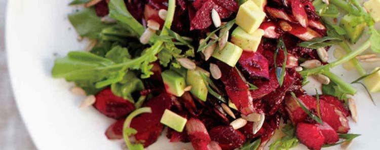 Refuel with a fiber-filled meal that will keep you satisfied GREEN DETOX SALAD ingredients 2 cups arugula 1 cup romaine lettuce, chopped 1 small beet, grated 1 large avocado, pit removed and sliced