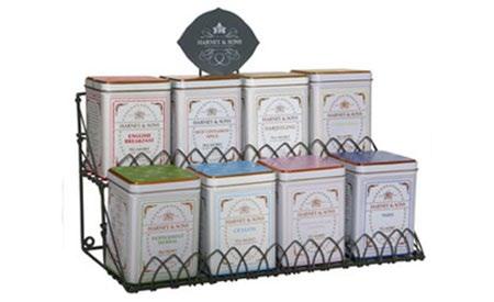 Accessories ACCESSORIES Blend Description Price 4 Tin Sampler 4 x 2oz loose leaf tins of our best selling teas in a quality black gift box embossed with the Harney & Sons logo. $54.