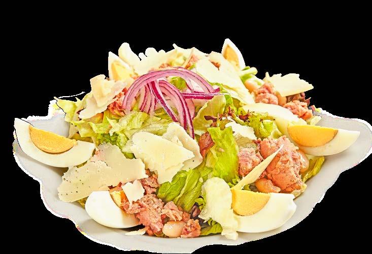 listových šalátov, mix čerstvej zeleniny, losos, citrón a pizza chlieb Salad with grilled
