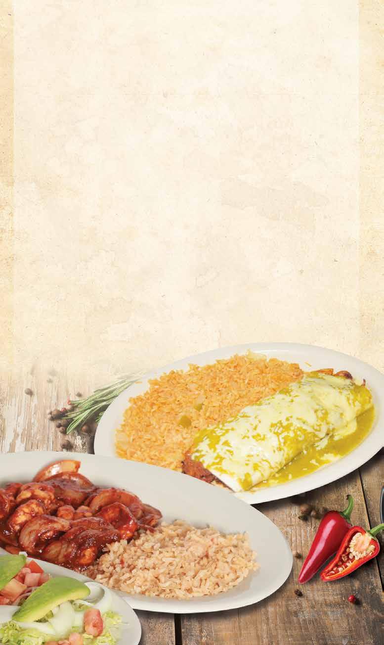 HOUSE FAVORITES CHIMICHANGAS Two flour tortillas filled with your choice of ground beef, shredded beef or shredded chicken.