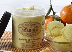 sorbet, prepared with 48% of organic Sicilian tangerine.