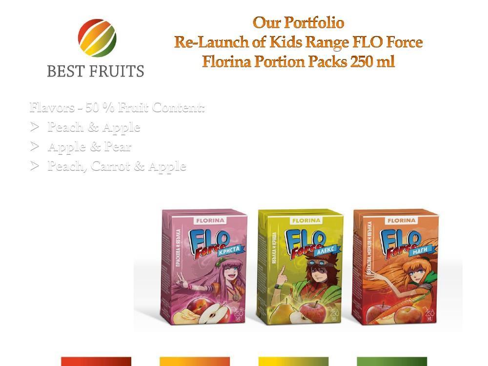 Flavors - 50 % Fruit Content: Peach & Apple Apple & Pear Peach, Carrot &
