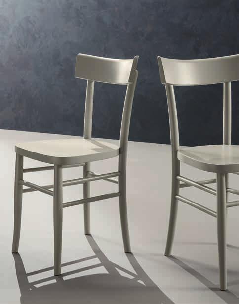 Chair with lacquered wood frame in white, RAL 7043 anthracite, RAL 7044 dove grey and cappuccino colours. cod. S/2192 L. 43 P. 46 H.