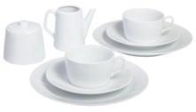 COFFEE SET 8-piece set: 2 coffee cups, 2 saucers, 2 plates, 1 creamer and 1 sugar bowl in white