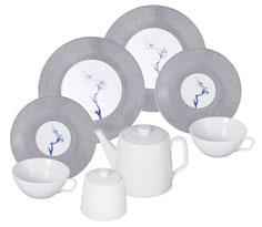 CUP 2-piece set: 1 cappuccino cup in white with 1 saucer in Blue Orchid platinum