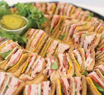 M:$66 / L:$111 Primos Club Sandwiches served with smoked turkey, lettuce, tomato, bacon, swiss and cheddar cheese with mayo on white and wheat bread BREAKFAST BREADS S:$38 / M:$50 / L:$89 An