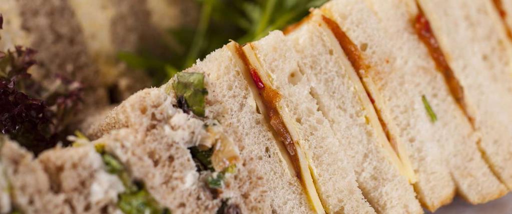 Sandwiches Please choose from a range of succulent sandwiches to suit any occasion. We send one round (two slices of bread) per person. All served on a selection of white, wholemeal and granary bread.