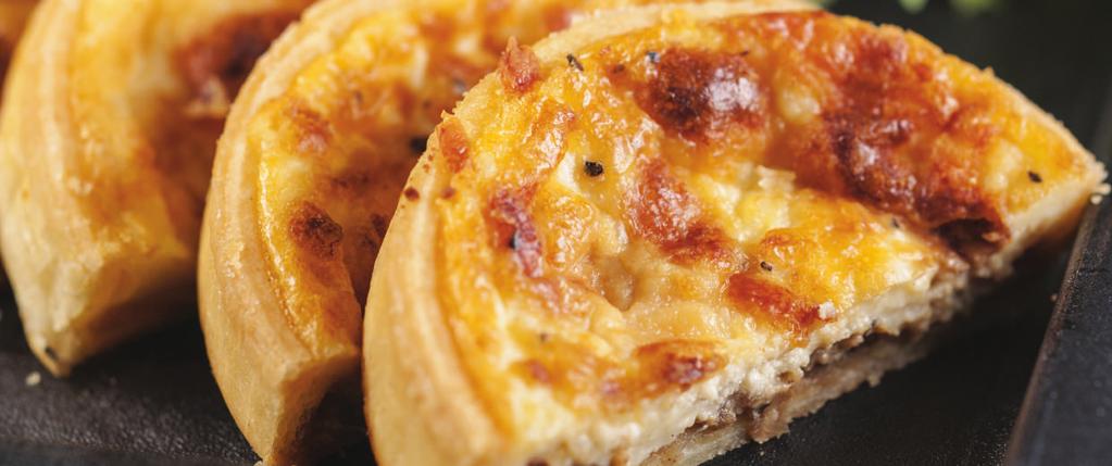 Savoury Selection Homemade Quiche - 2.70 per person Pieces of homemade quiche in popular recipes.