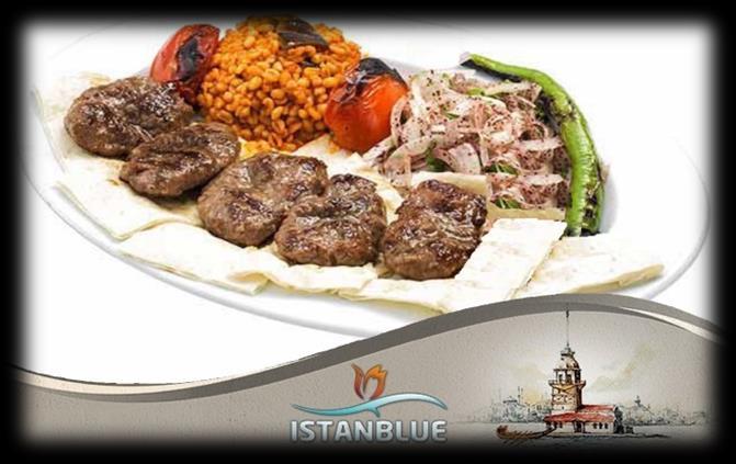 IZGARA KOFTE Grilled flat meat patties served with Turkish pilaf (or