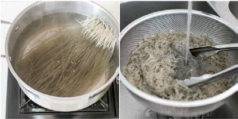 Sweet potato noodles (Korean glass noodles) These noodles are sometimes called glass noodles and you will usually find them on Korean menus, such as in a dish called Japchae.