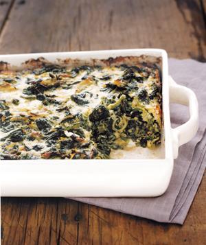olive oil and oven roasted till soft and golden BAKED PARMESAN CREAMED SPINACH Traditional creamed spinach topped with