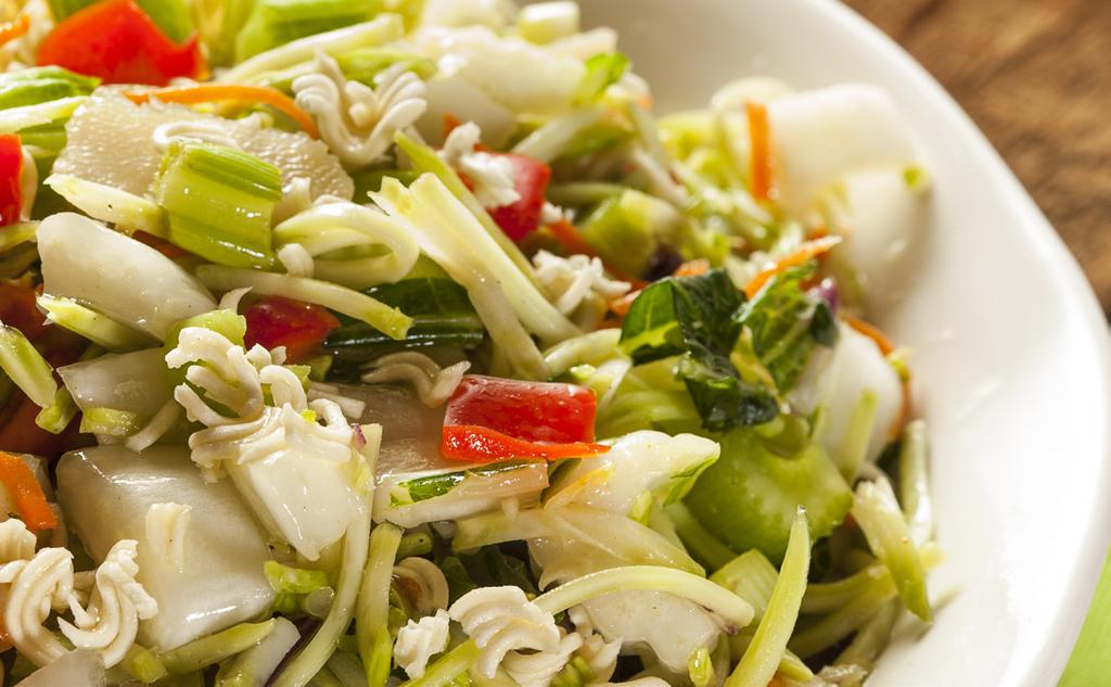 Bok Choy Salad with Ramen Serves 6. Prep time: 20 minutes.