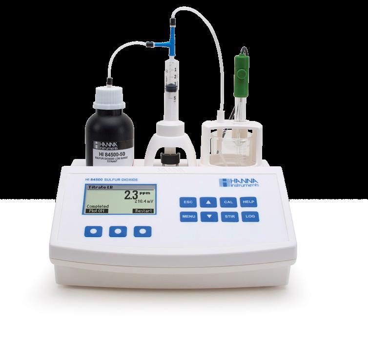 Sulfur Dioxide (SO₂) Mini Titrator for Measuring Sulfur Dioxide The HI84500 can be used to test for free and total SO₂ in all wines, including red, which are difficult to test