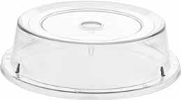 194 FOODSERVICE EQUIPMENT CLEAR POLYCARBONATE PLATE COVERS Clear covers for easy viewing of food, made from virtually break resistant polycarbonate.