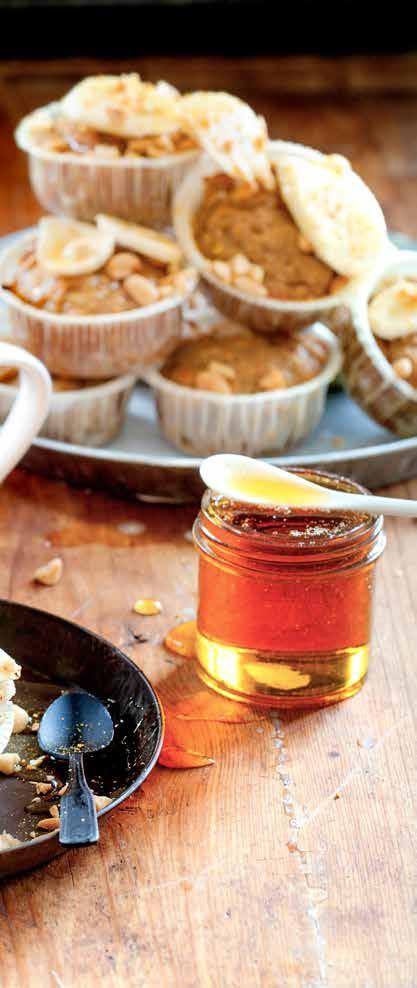 Top with peanuts BANANA AND peanut butter orange pepper MUFFIN Makes 10 175 ml cooking oil 175 ml maple syrup 5