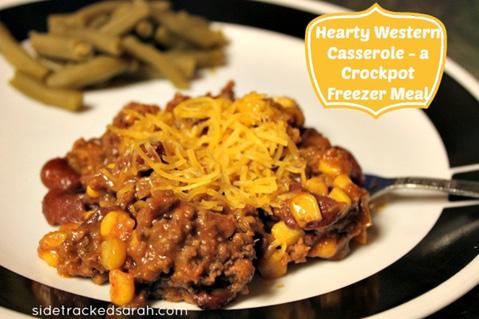 Hearty Western Casserole 1.5 lbs. ground beef, browned and drained 16 oz. can of corn, drained 16 oz. can kidney beans, drained 10.75 oz.