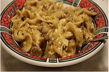 Beef Stroganoff 2 pounds of cubed beef stew meat OR 4 cups of cooked ground beef 4-10.5 oz.