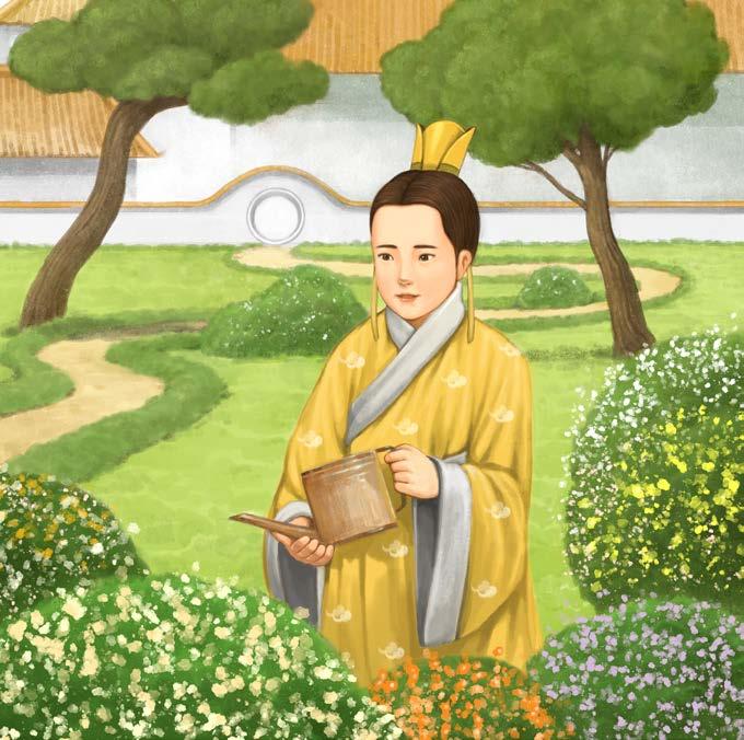 Chen and his mother went to live in the palace. Every day, the emperor and Chen worked in the palace garden together.