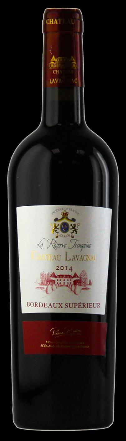 LA RESERVE TRENQUINE 2014 CHATEAU LAVAGNAC AOC BORDEAUX SUPERIEUR PR-9S Grapes : 90% Merlot, 10% Cabernet Franc Location : Bordeaux, Saint Emilion.