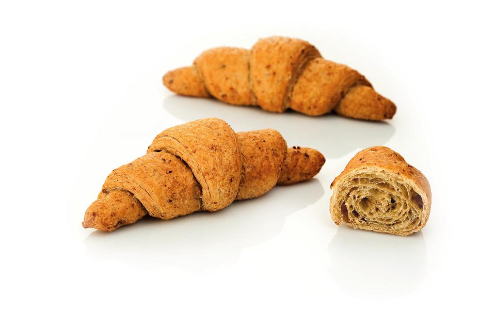 KornMix direct Corn Croissant Sales arguments Corn croissant is a slightly darker croissant with kernels and meal and is therefore ideal for the entire snacks segment whether sweet or savoury.