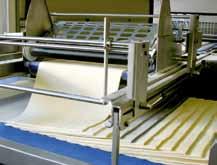 lapping Retracting laminating cutting & stacking The dough sheet runs vertically between a guiding system that moves back