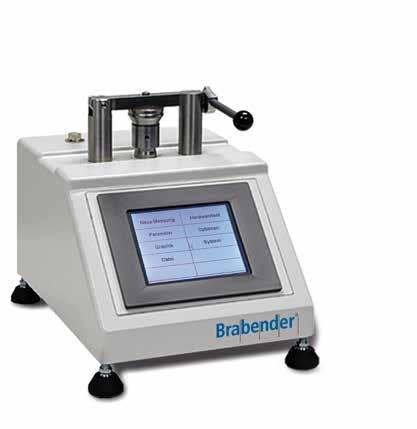Glutograph -E Your pasta dough and gluten quality tester The Brabender Glutograph-E analyzes the quality of wet and dry gluten as well as of doughs by measuring the viscoelastic properties of a