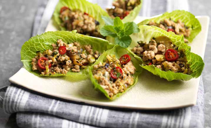 Southeast Asian Chicken Larb with Mann s Shredded Brussels Sprouts in a RomaCrunch Cup 2 3 cup fresh lime juice 3 cup fish sauce (nam pla) tablespoon sugar 2 teaspoons Thai roasted chili paste in oil