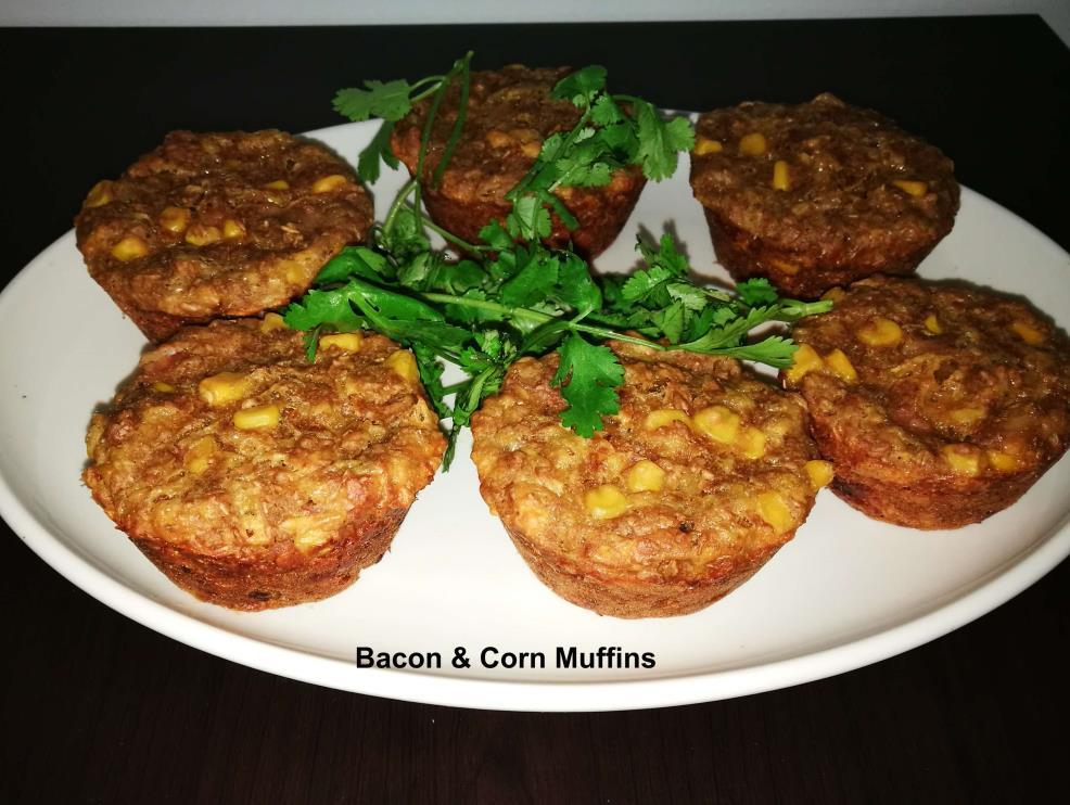 Gourmet Bacon & Corn Muffin Malora basic bran muffin mix Cooking oil Whole corn kernels Bacon diced 0.185gr 0.032ml 0.200ml 0.075gr 0.