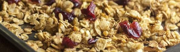 TLS BAKING RECIPES PROTEIN-POWERED GRANOLA (Servings: 10) 1 cup oats ½ cup coconut (desiccated) ¼ cup pumpkin seeds ¼ cup walnuts or pistachios ½ cup almonds, chopped ¹ ³ cup dried cranberries ¹ ³