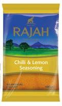 Seasoning 100g Product Code: 62582 Inner: 5015821145262 Outer: 05015821145279 Rajah Chilli & Lemon Seasoning 100g Product Code: 62586 Inner: 5015821144005