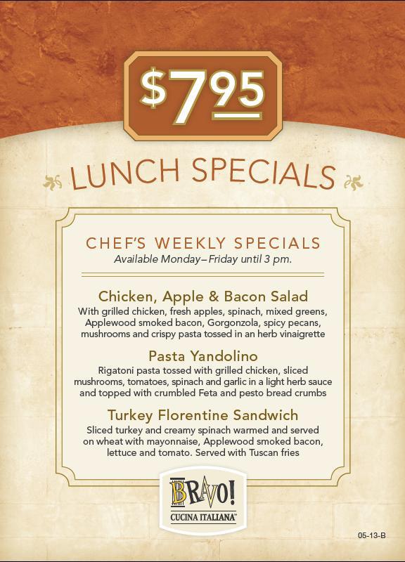 Lunch Daily Features Offering three select items,