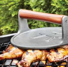 ROSEWOOD HANDLE ENSURES FOODS ARE EVENLY GRILLED KEEPS THIN CUTS
