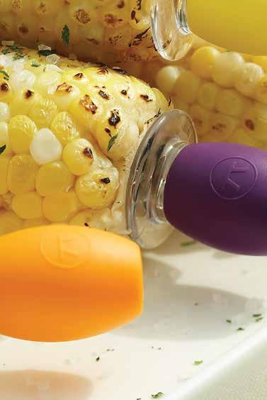 Threaded prongs screw easily & securely into corn cobs Soft grip for easy handling Boilable,